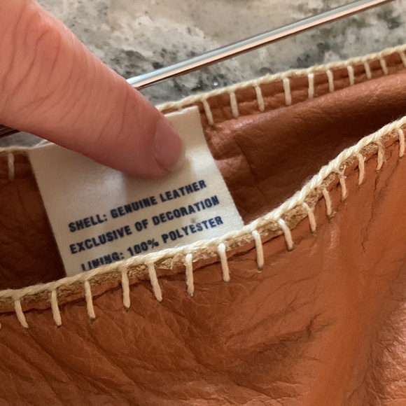 Genuine Gap Leather Skirt- Camel Color with Cream Stiching - Picture 6 of 6